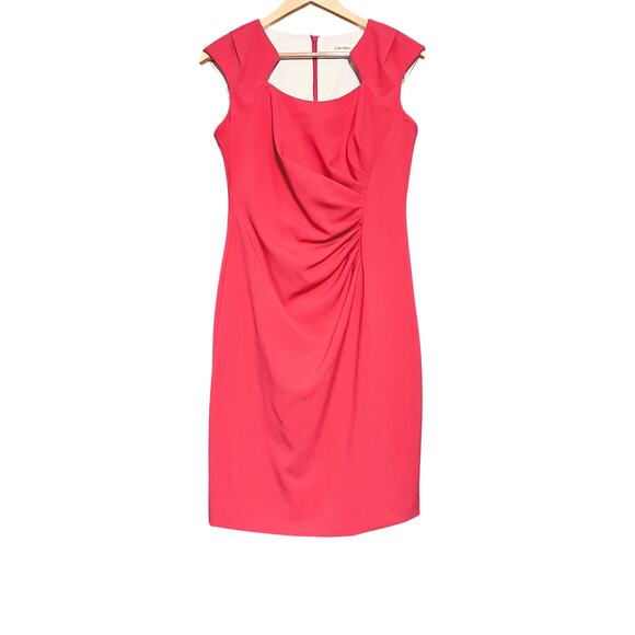 Calvin Klein Dress Women 6 Orange Scuba Pleated Front Career Office - Picture 1 of 8